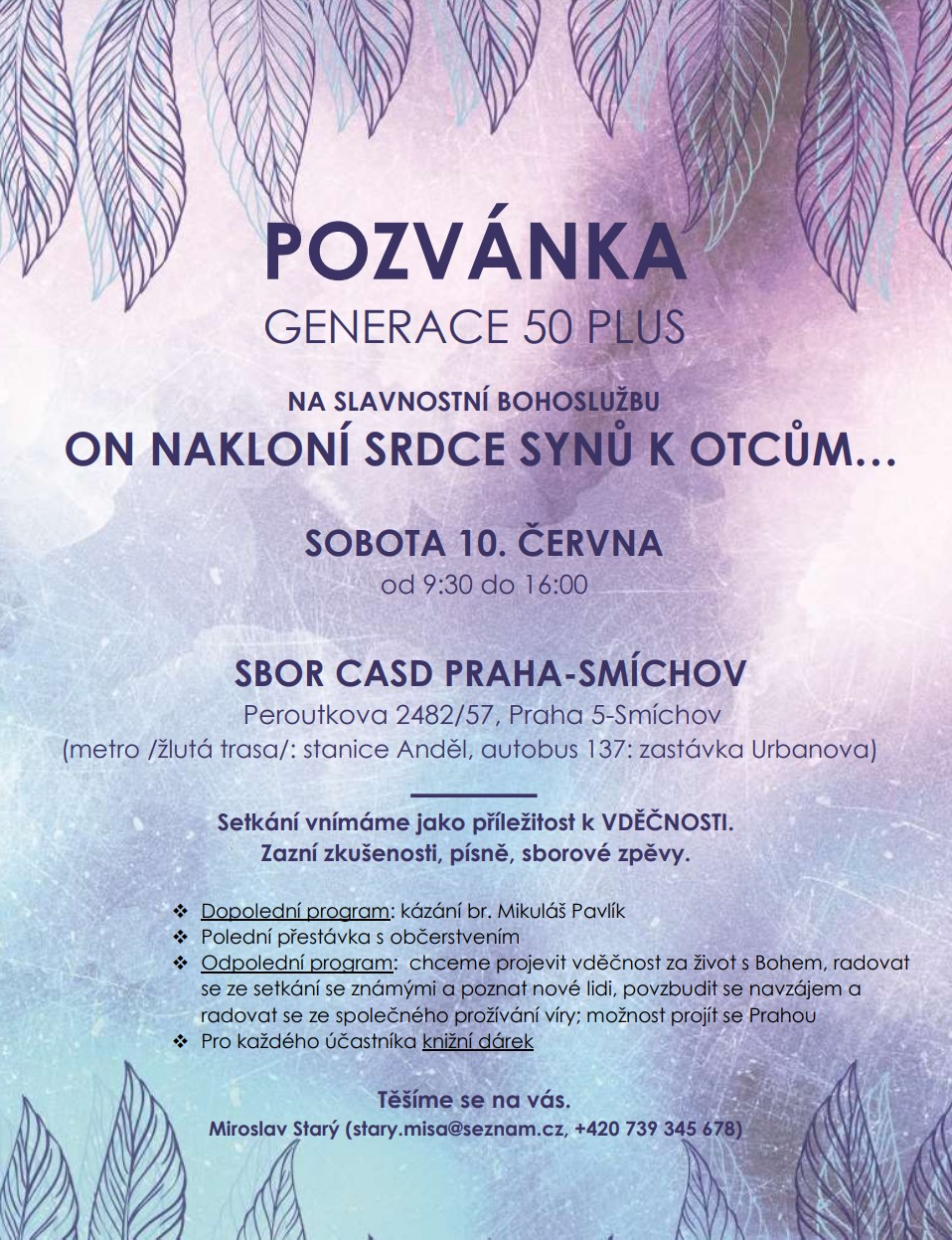 Pozvánka na slavnostní bohoslužbu Generace 50 plus